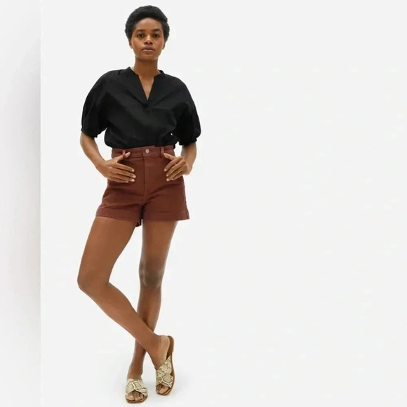 Everlane Womens The Cotton Twill Short Rosewood Brown Size 0 - Picture 2 of 7